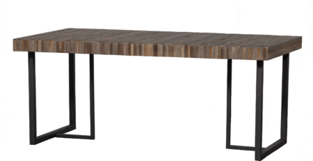 Spisebord WOOOD Exclusive Maxime bæredygtigt genbrugsteak med mat sort stel 180Ã90 cm